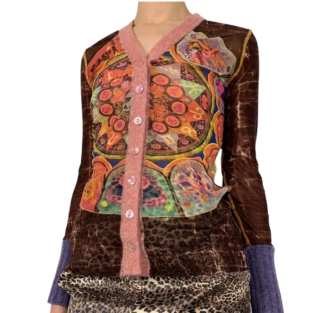 Jean Paul Gaultier F/W 1998  Zodiac/Astrology Mesh Cardigan- Vintage