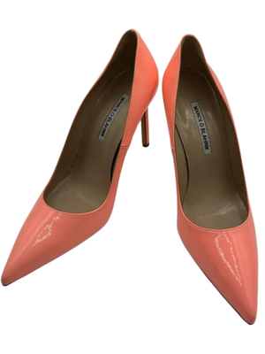 Manolo Blahnik “BB” Pointy-Toe Pumps in Coral 2014 Resort Collection