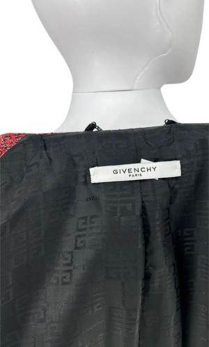 Givenchy Paris - Red Black and White Textured Double Breasted Strong Shoulder Peak Lapel Blazer/Jacket/Coat – Size 44