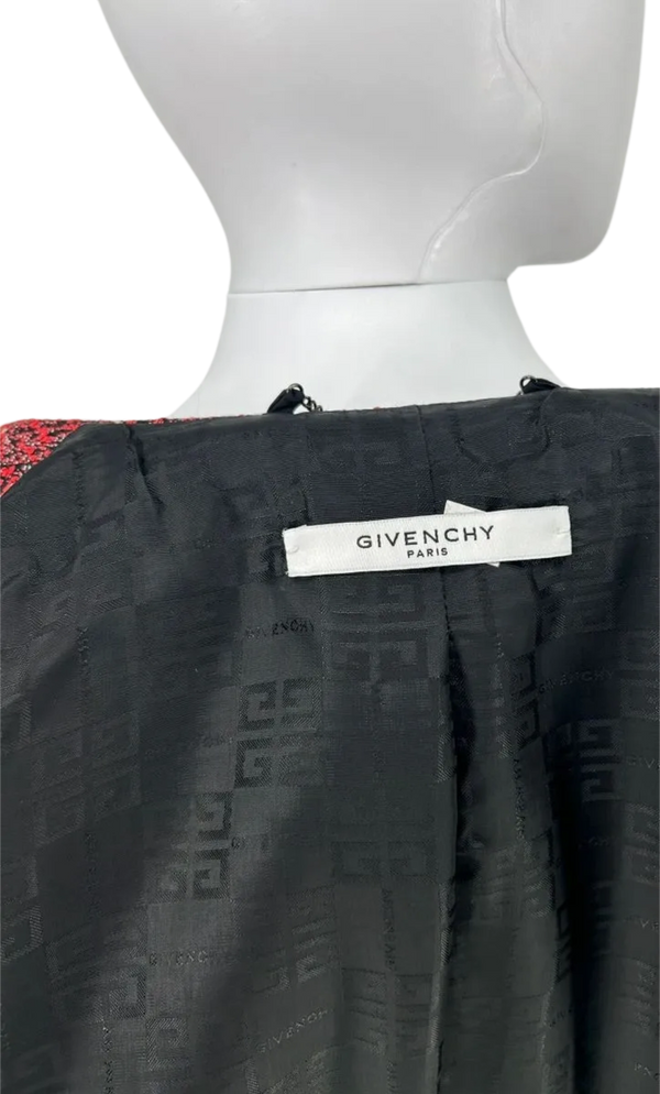 Givenchy Paris - Red Black and White Textured Double Breasted Strong Shoulder Peak Lapel Blazer/Jacket/Coat – Size 44