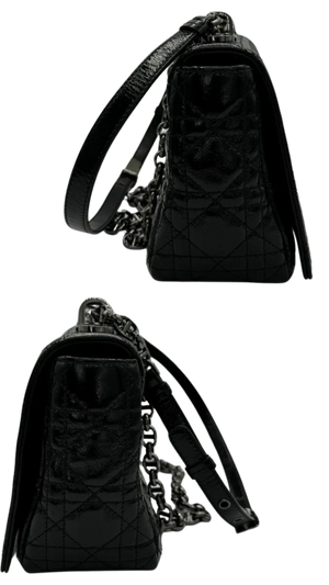 Christian Dior Black Patent Leather Caro Medium Bag