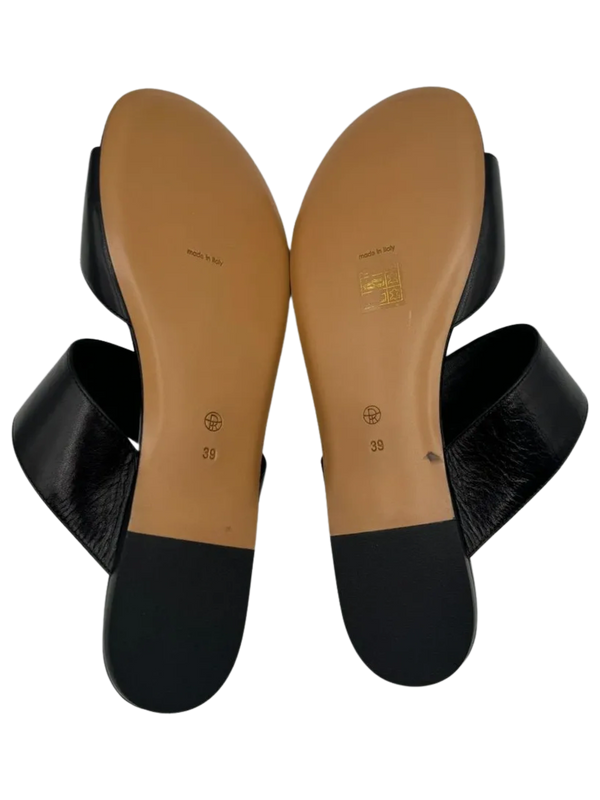 The Row Infradito Flat Leather Toe-Strap Slide Sandals - Size 39 *NEW*