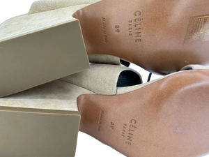 Celine Slingback Sandals Beige Suede *NEW*