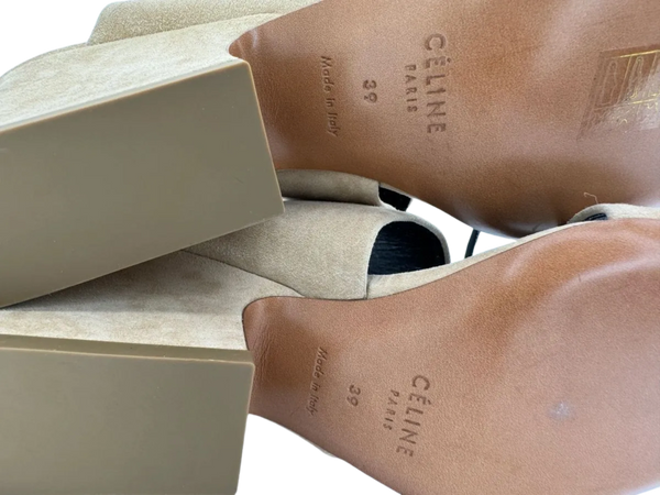 Celine Slingback Sandals Beige Suede *NEW*