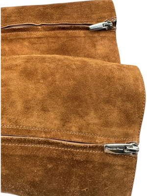 Gianvito Rossi $1200 Rust Suede Knee High Buckle Boots 39/9 - NEW