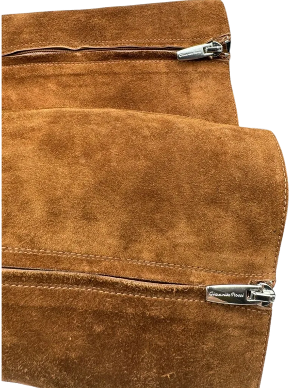 Gianvito Rossi $1200 Rust Suede Knee High Buckle Boots 39/9 - NEW