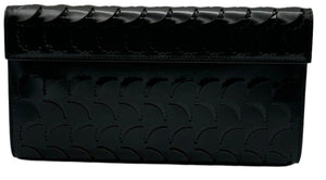 Alaia Black Laser Cut Perforated Long Clutch with Mirror - NEW