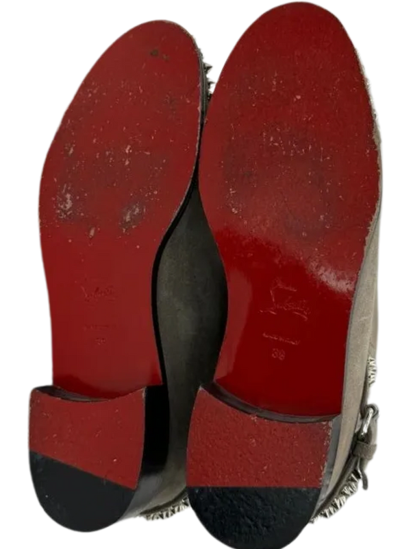 Christian Louboutin Egountina Gray Spike Suede Knee Boots Sz 39 $1500