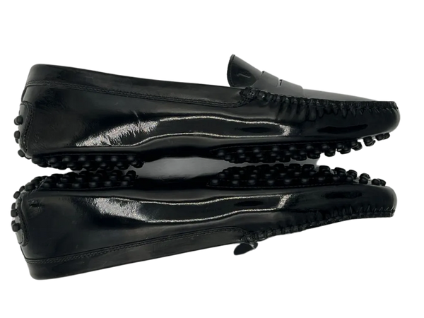 TODS Gommino Black Patent Leather Driving Loafers
