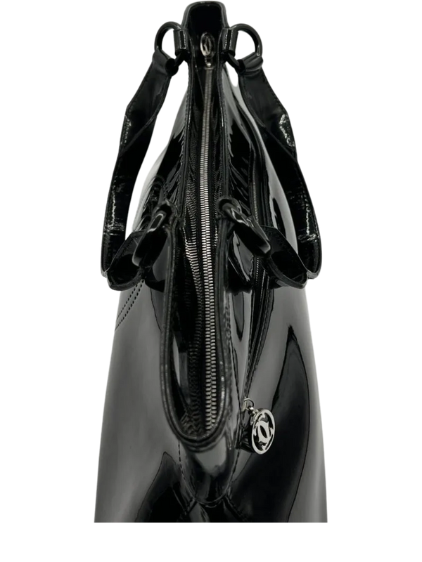 Cartier Large Handbag in Black Patent Leather