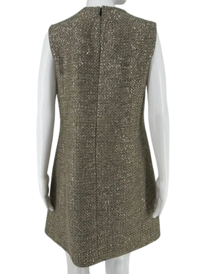 Saint Laurent Sleeveless Tweed Sparkly and Sequined Shift Dress – Size 44 FR