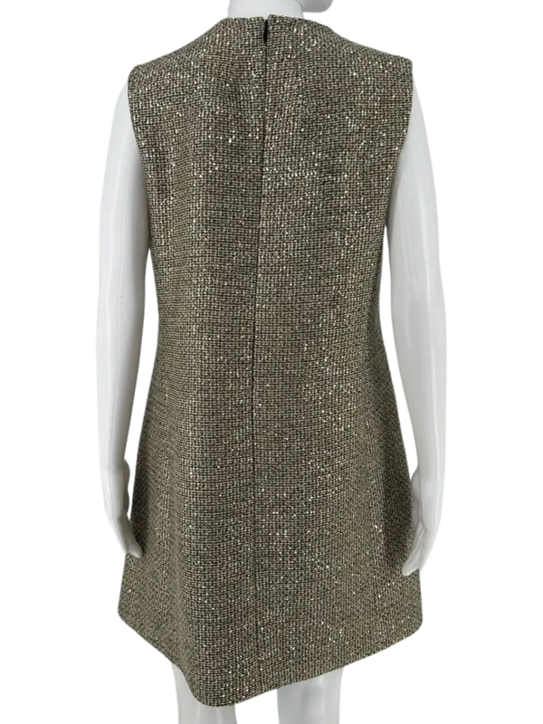 Saint Laurent Sleeveless Tweed Sparkly and Sequined Shift Dress – Size 44 FR