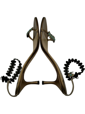 Jimmy Choo Heeled Sandals Adorned With Turquoise Jewels