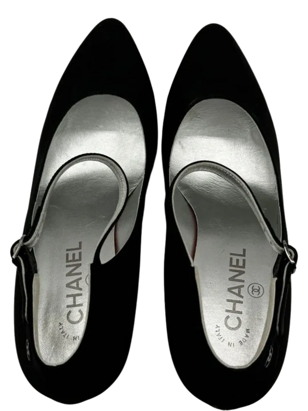 Chanel Crepe Satin Mary Jane Pumps Size 39.5