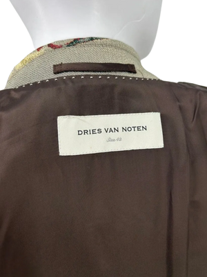 Dries Van Noten Olive Metallic Roses Duster/Jacket/Evening Coat Size 42