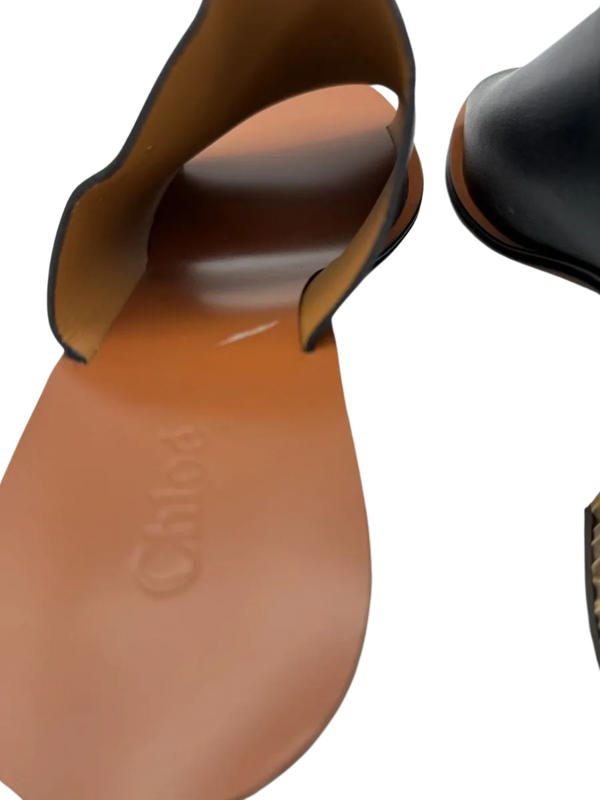 Chloe Qassie Leather Block-Heel Mule Sandal - Size 39.5