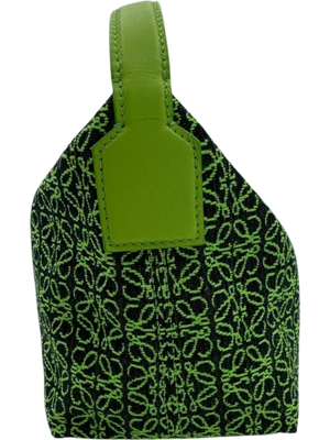LOEWE Jacquard Anagram Calfskin Small Cubi Bag Apple Green