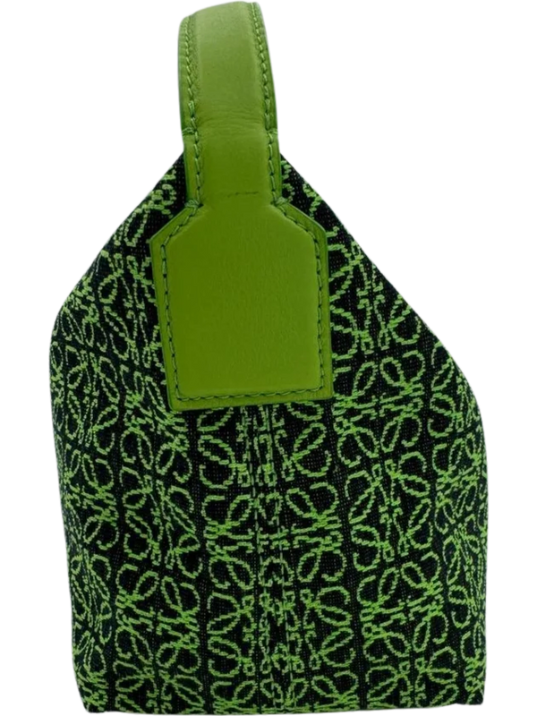 LOEWE Jacquard Anagram Calfskin Small Cubi Bag Apple Green