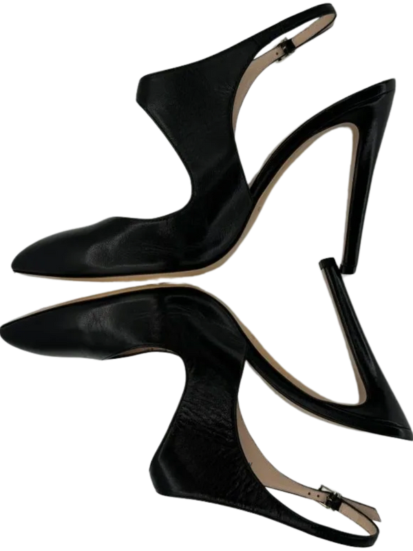 Giorgio Armani Black Leather Slingbacks - Size 39.5
