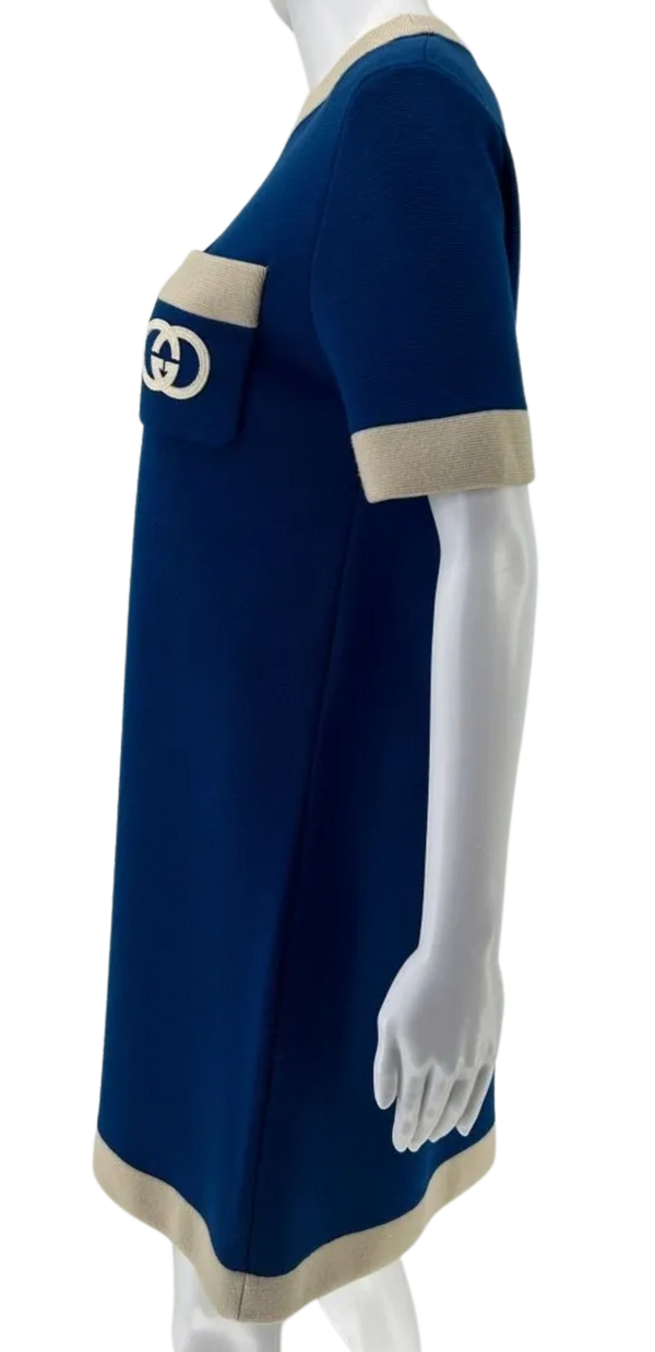 Gucci Blue Knit Wool Mini Dress – Size Large