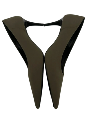 Prada Tessuto Tech Women's Green Kitten Heel Stiletto