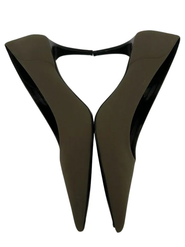 Prada Tessuto Tech Women's Green Kitten Heel Stiletto