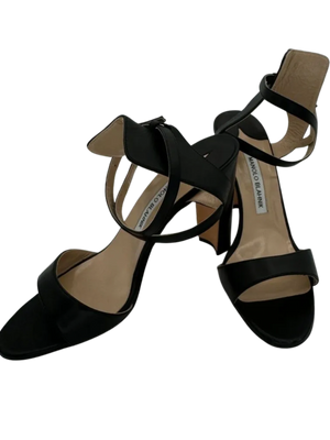 Manolo Blahnik Convu Vachetta Ankle-Cuff Sandal