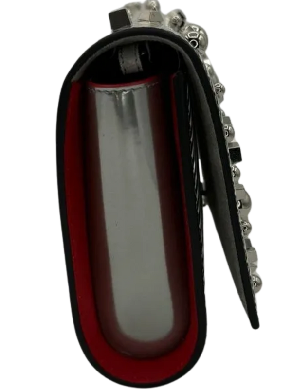 CHRISTIAN LOUBOUTIN Patent Striped Spikes Paloma Clutch BRAND NEW