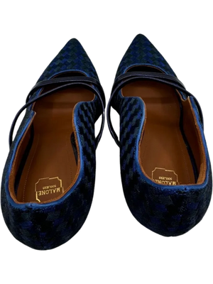 Malone Souliers Navy Maureen Bicolor Woven Point-Toe Mules
