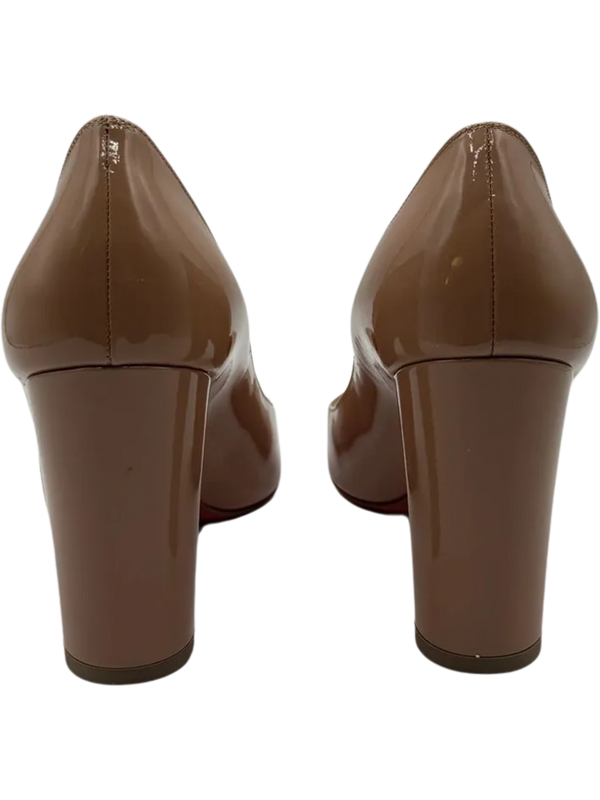 Christian Louboutin Patent Gena 85 Pumps Nude *NEW*