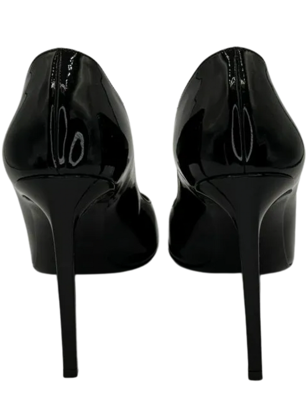 Saint Laurent Black Patent Leather Pointed Toe Pumps - Sz 38.5