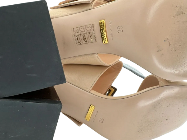 Gucci Beige Sandal With Bamboo Buckle