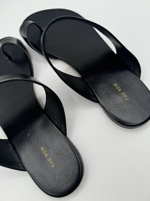 The Row Infradito Flat Leather Toe-Strap Slide Sandals - Size 39 *NEW*