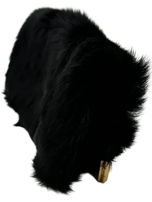 Saint Laurent Fur Courtney Fold-Over Clutch Black