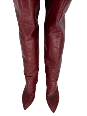 Prada burgundy leather Cuban slouchy slip-on boots - Size 39