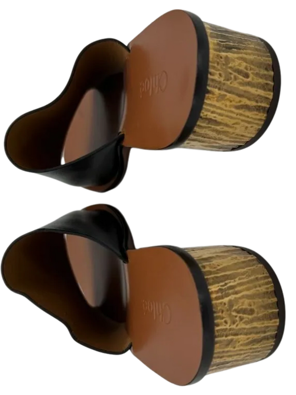 Chloe Qassie Leather Block-Heel Mule Sandal - Size 39.5