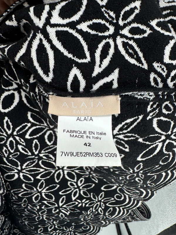 Alaia Iconic Stretch Knit Cap Sleeve Boat Neck A-line Mini Dress – Size 42