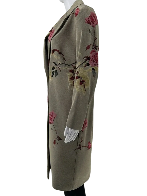 Dries Van Noten Olive Metallic Roses Duster/Jacket/Evening Coat Size 42