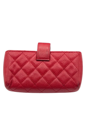 Chanel Red Quilted Leather CC Pouch
