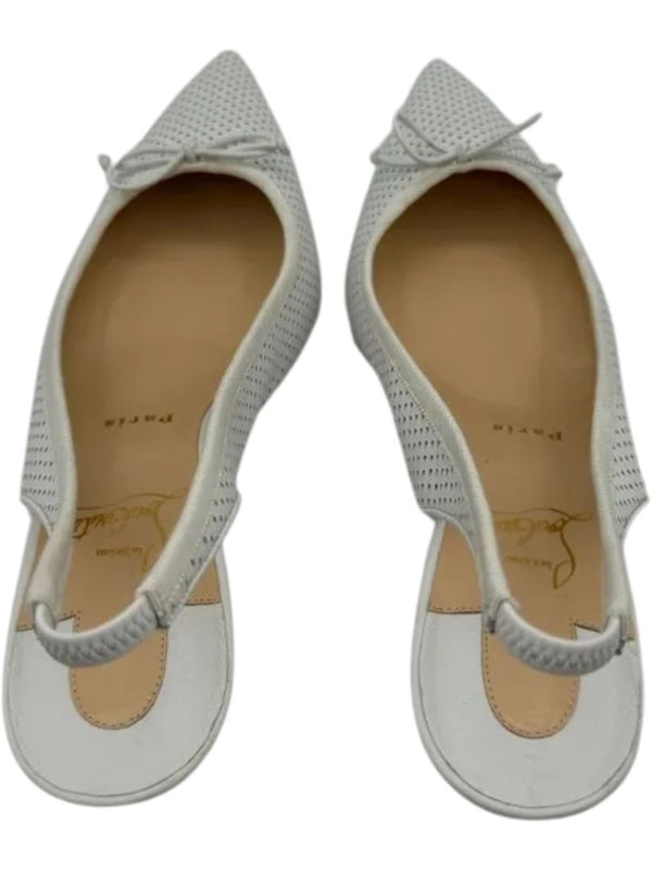 Christian Louboutin HALL SLING PUMP Perforated Leather Heels - Suze 39.5 *NEW*