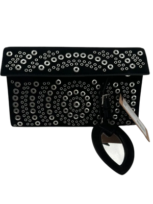 ALAIA Suede Eyelet Embellished Oeillets Pochette Black
