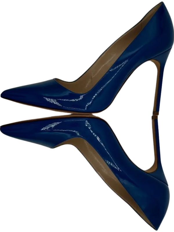 Manolo Blahnik Blue Patent Leather BB Pointed Toe Pumps - Size 39