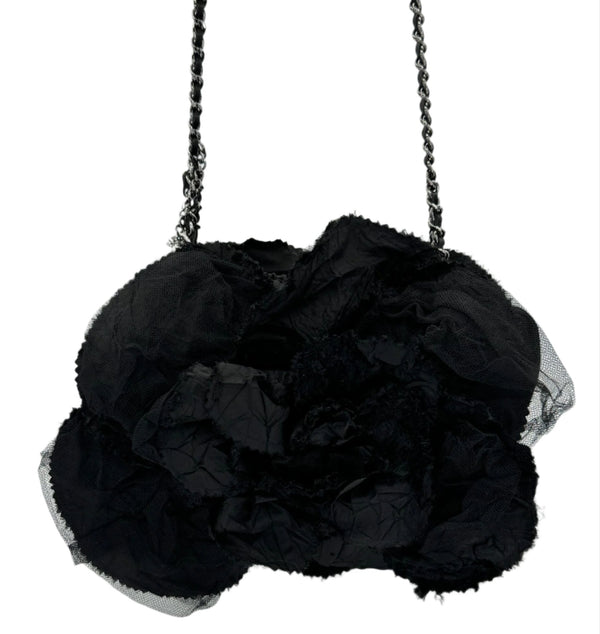 Chanel Satin Camellia Shoulder Bag