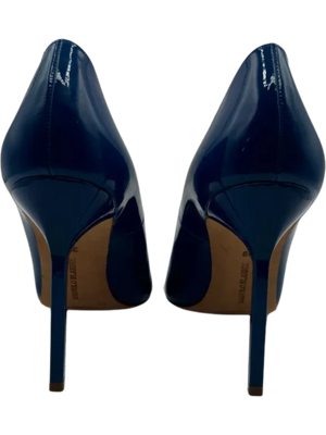 Manolo Blahnik Blue Patent Leather BB Pointed Toe Pumps - Size 39