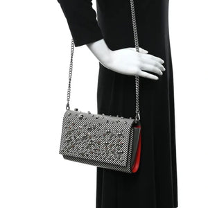 CHRISTIAN LOUBOUTIN Patent Striped Spikes Paloma Clutch BRAND NEW