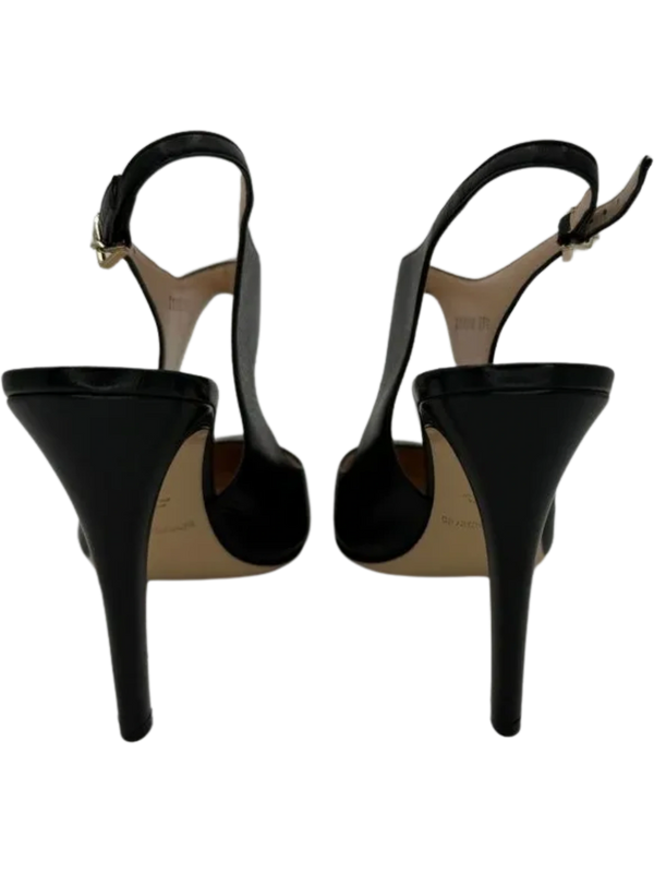 Giorgio Armani Black Leather Slingbacks - Size 39.5
