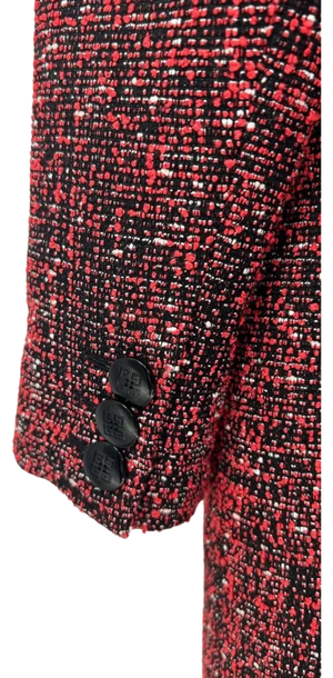 Givenchy Paris - Red Black and White Textured Double Breasted Strong Shoulder Peak Lapel Blazer/Jacket/Coat – Size 44