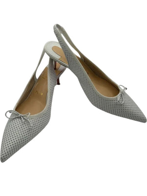 Christian Louboutin HALL SLING PUMP Perforated Leather Heels - Suze 39.5 *NEW*