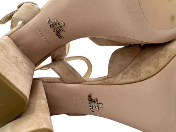 Prada Suede Crisscross Platform 30/105mm Sandals *NEW*