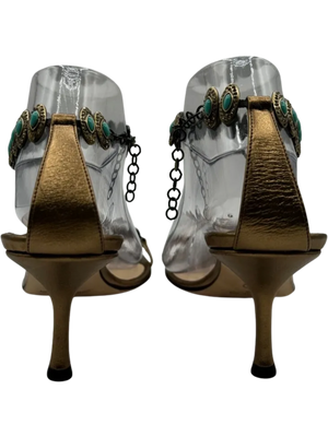 Jimmy Choo Heeled Sandals Adorned With Turquoise Jewels